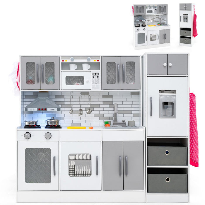 Kids Kitchen Playset with Lights and Sounds-Grey