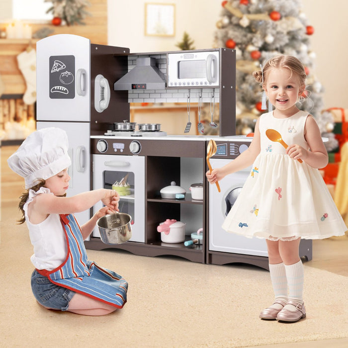 Kids Kitchen Playset with Realistic Lights and Sounds-Coffee