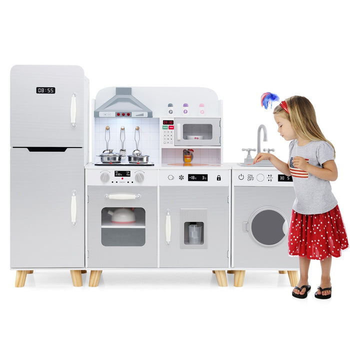Kids Kitchen Playset with Refrigerator and Washing Machine-