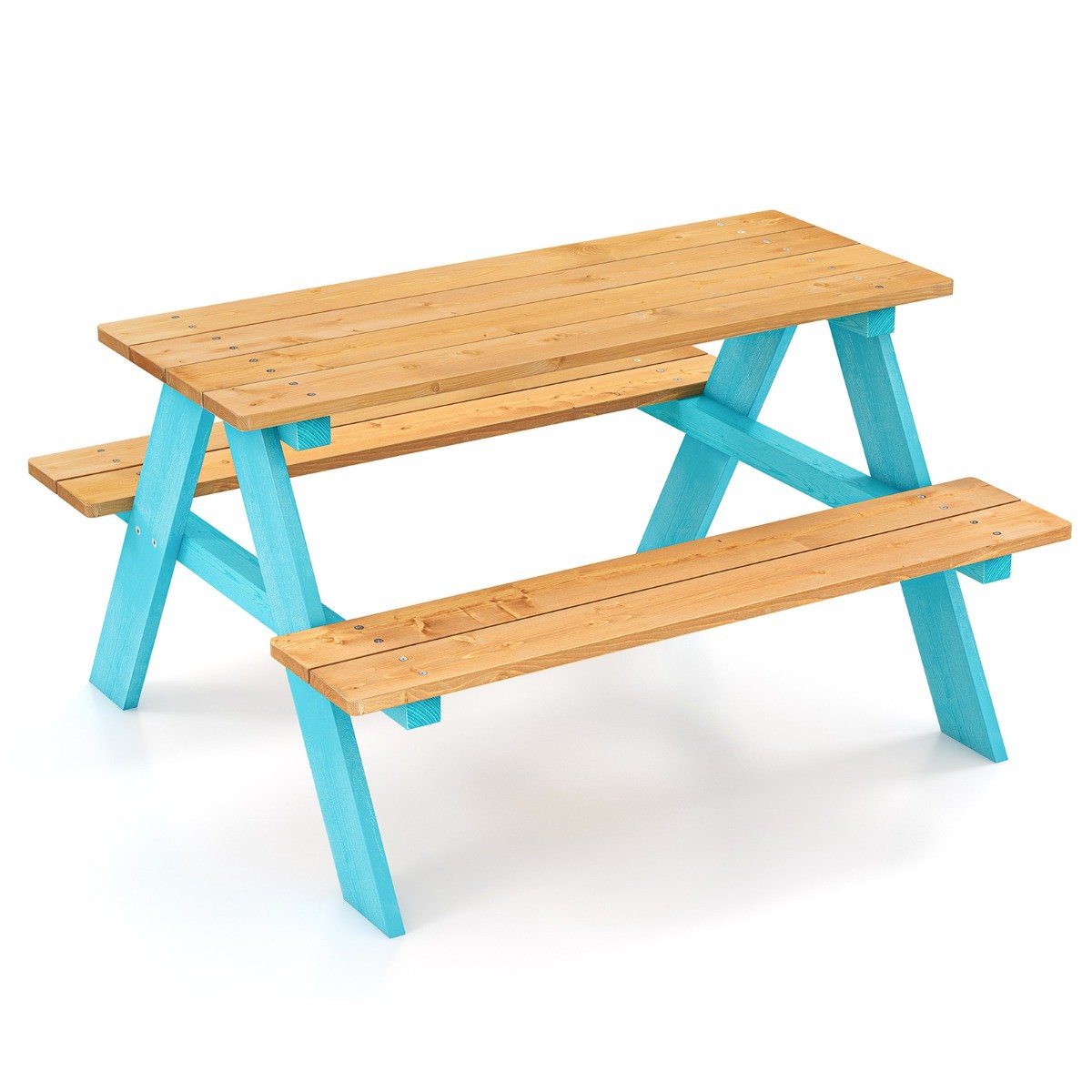 Kids Picnic Table and Bench Set with 100 kg Load Capacity-