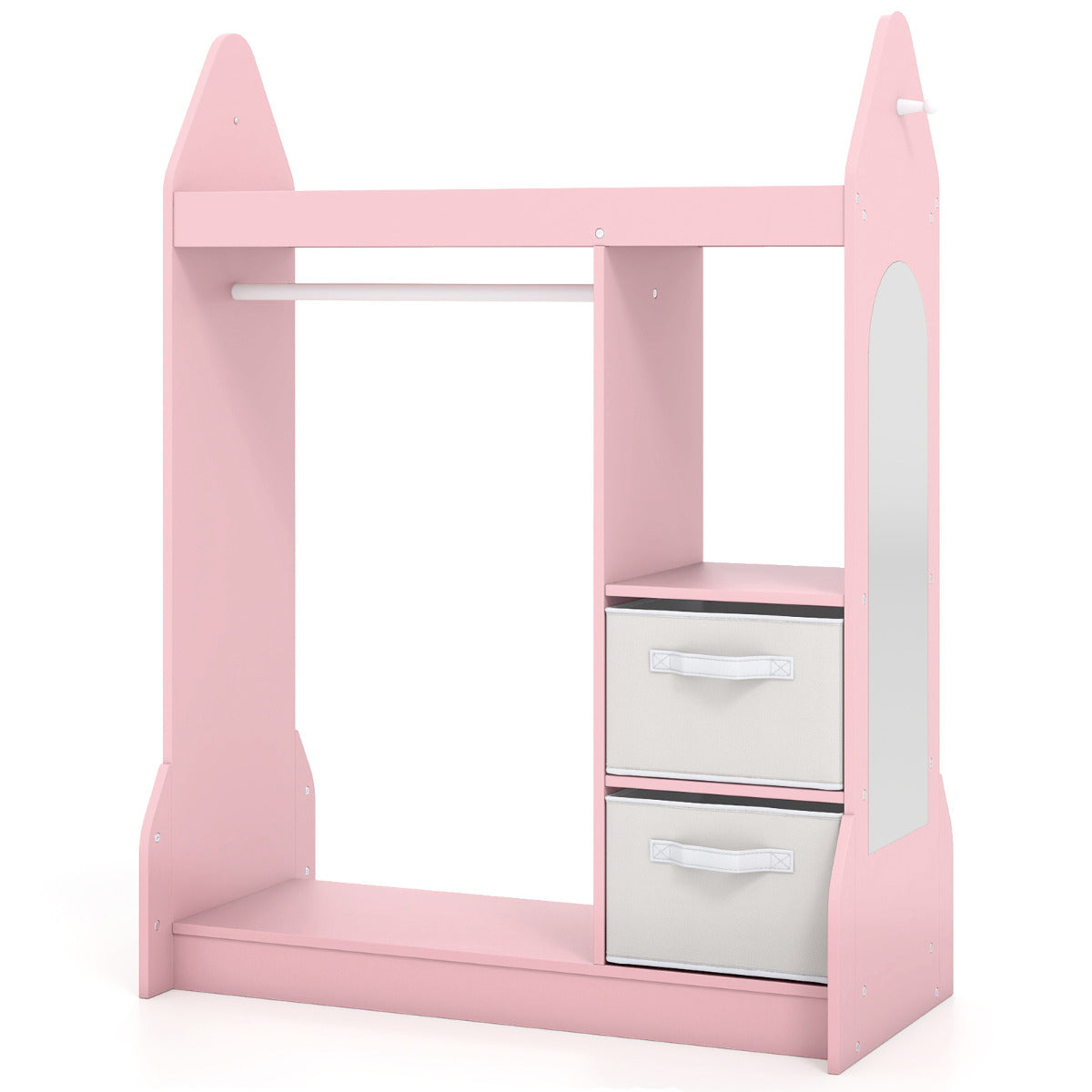 Kids Play Armoire Dresser with Acrylic Mirror Cloth Hanger-