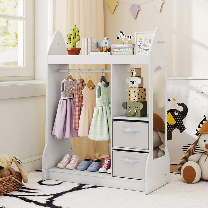Kids Play Armoire Dresser with Acrylic Mirror Cloth Hanger-
