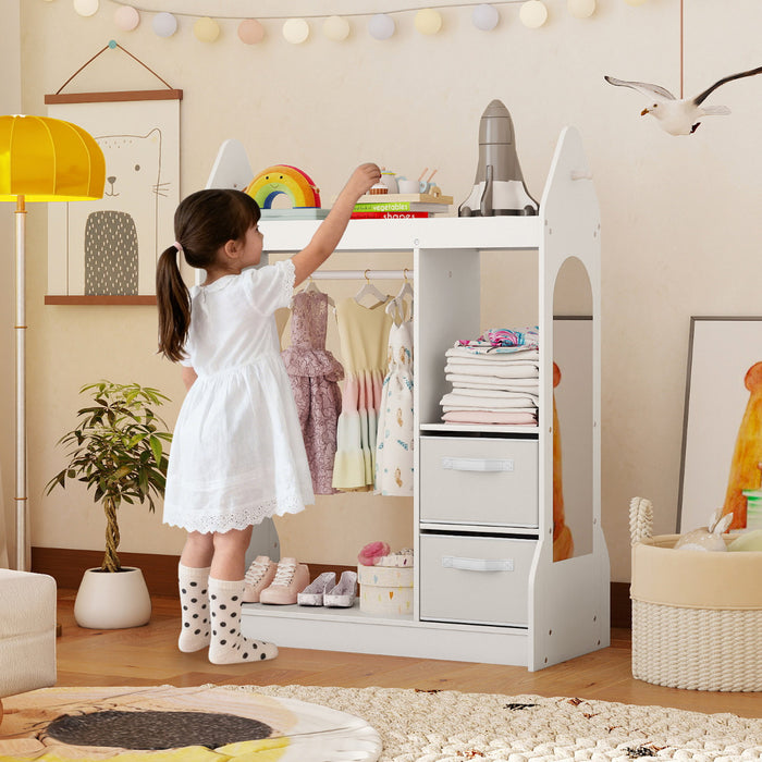 Kids Play Armoire Dresser with Acrylic Mirror Cloth Hanger-
