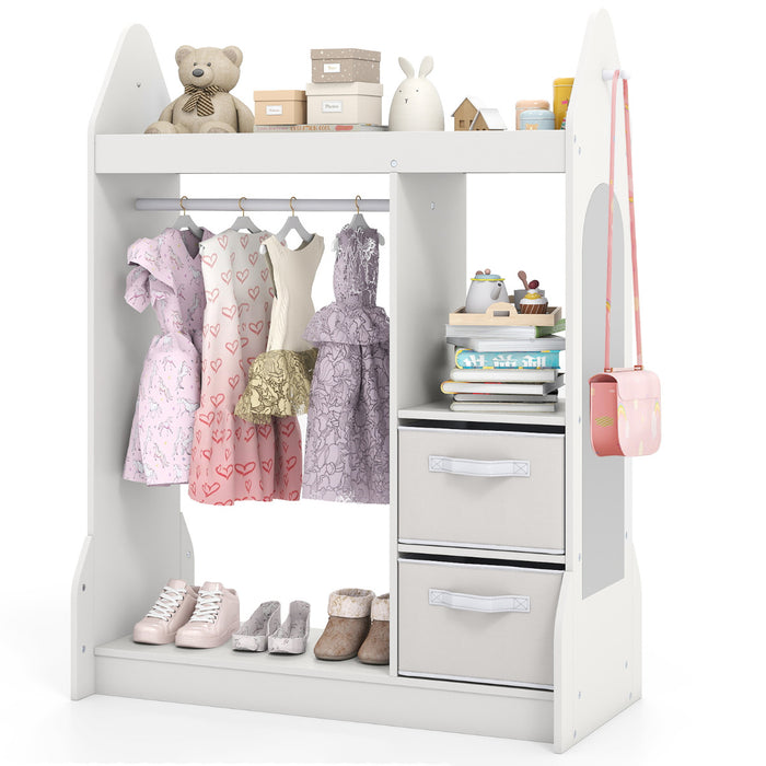 Kids Play Armoire Dresser with Acrylic Mirror Cloth Hanger-