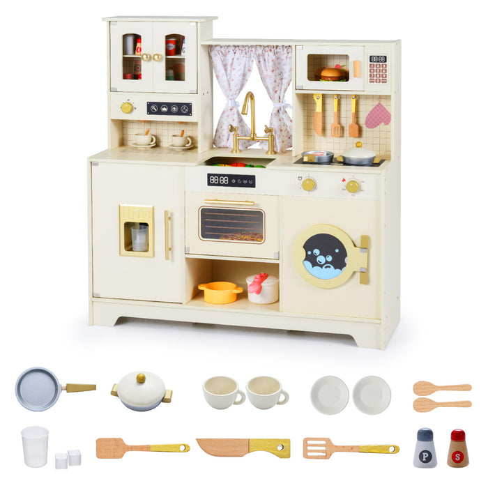 Kids Pretend Toy Kitchen Playset with Stoves Faucet-