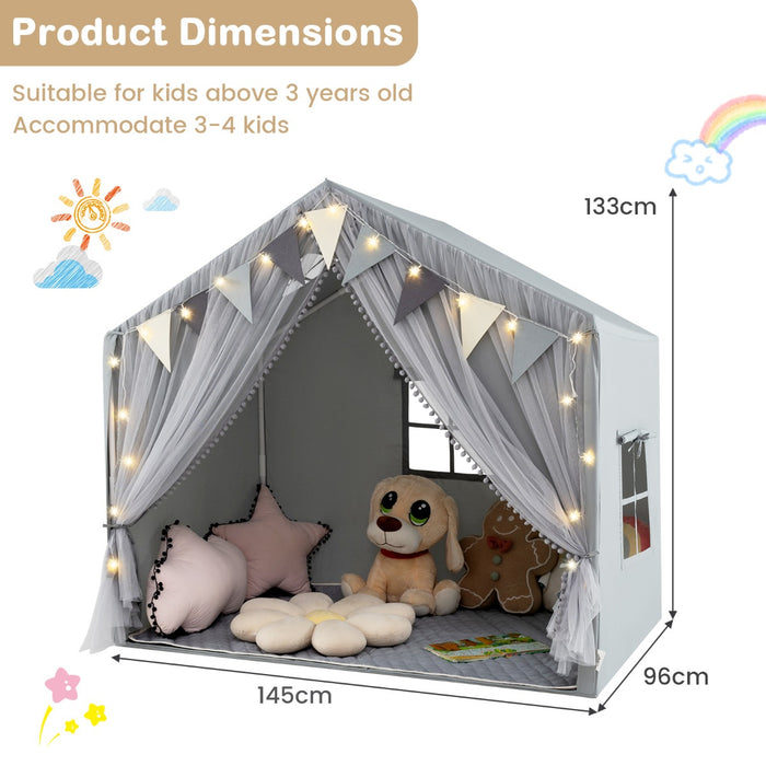Kids Play Tent 3-4 Kids Large Play Tent House with Fabric and Screen Curtains-