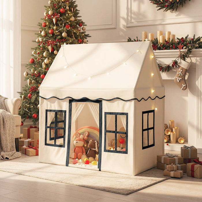 Kids Play Tent with Star Lights and Non-slip Mat-Grey