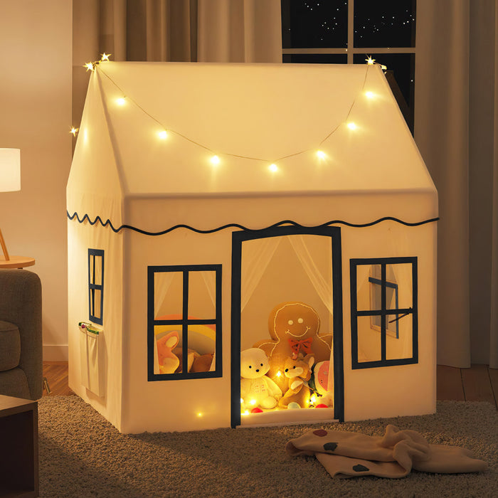 Kids Play Tent with Star Lights and Non-slip Mat-Grey
