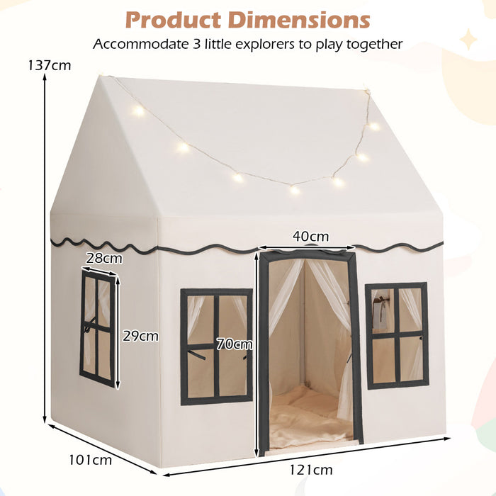 Kids Play Tent with Star Lights and Non-slip Mat-Grey