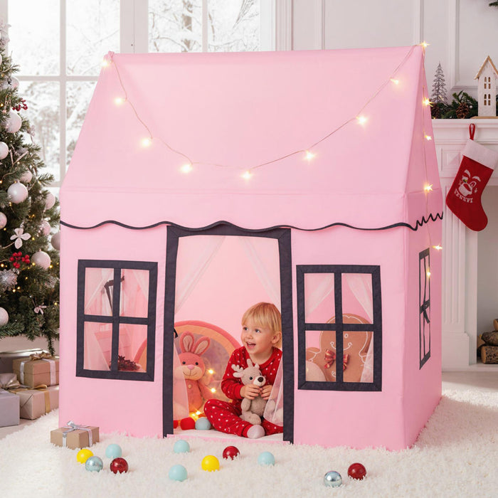 Kids Play Tent with Star Lights and Non-slip Mat-Grey