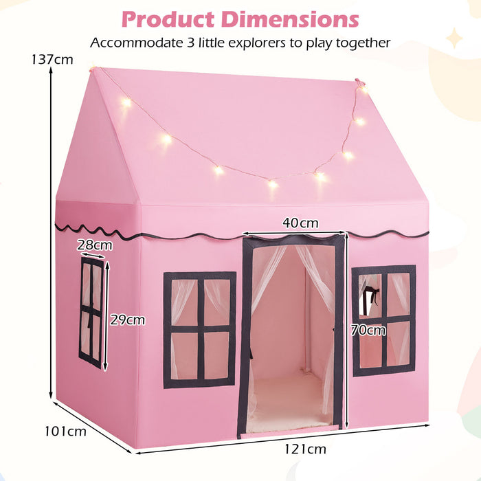 Kids Play Tent with Star Lights and Non-slip Mat-Grey