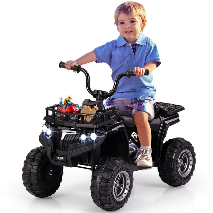 6V 4-Wheeler Quad Car with One-Button Start and Tread Tires-