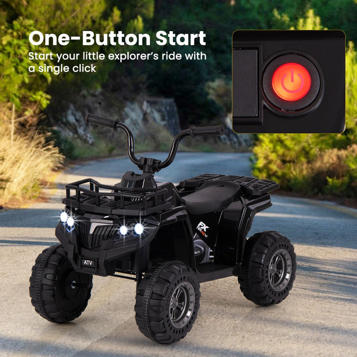 6V 4-Wheeler Quad Car with One-Button Start and Tread Tires-