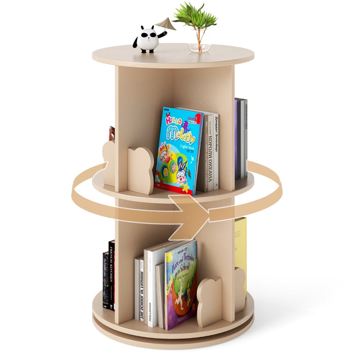 2 Tier Freestanding 360° Revolving Display Storage Rack with Bunny Baffles-White