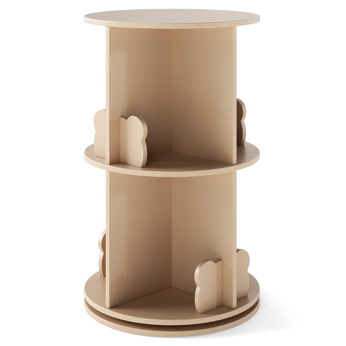 2 Tier Freestanding 360° Revolving Display Storage Rack with Bunny Baffles-White