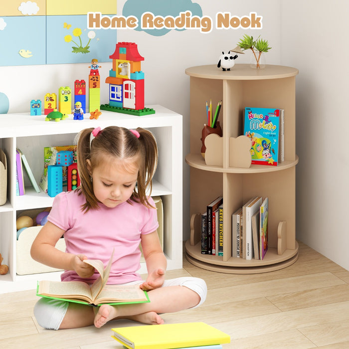 2 Tier Freestanding 360° Revolving Display Storage Rack with Bunny Baffles-White