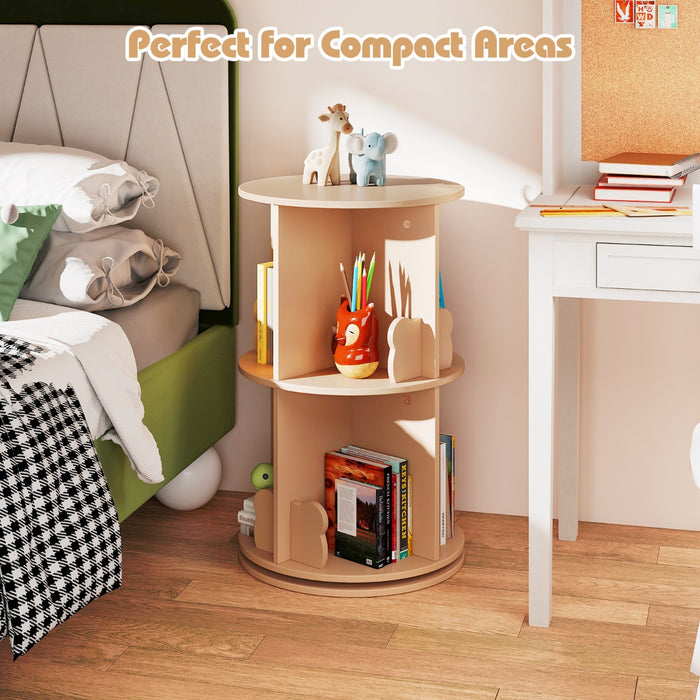 2 Tier Freestanding 360° Revolving Display Storage Rack with Bunny Baffles-White