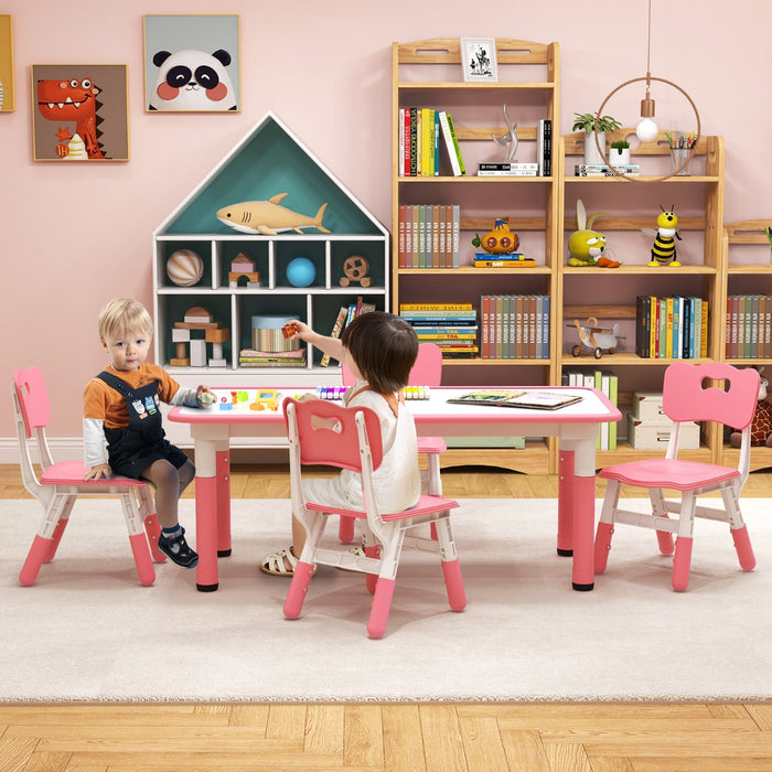 Graffiti Desktop Furniture Set - Kids Table and 4 Chairs Ideal for Home, Daycare, School - Designed for Children's Fun and Learning Activities