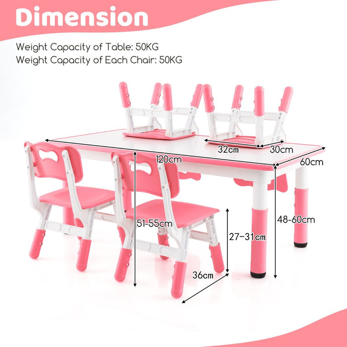 Graffiti Desktop Furniture Set - Kids Table and 4 Chairs Ideal for Home, Daycare, School - Designed for Children's Fun and Learning Activities