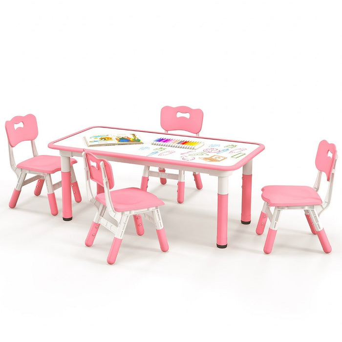 Graffiti Desktop Furniture Set - Kids Table and 4 Chairs Ideal for Home, Daycare, School - Designed for Children's Fun and Learning Activities