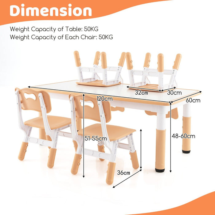 Graffiti Desktop Furniture Set - Kids Table and 4 Chairs Ideal for Home, Daycare, School - Designed for Children's Fun and Learning Activities