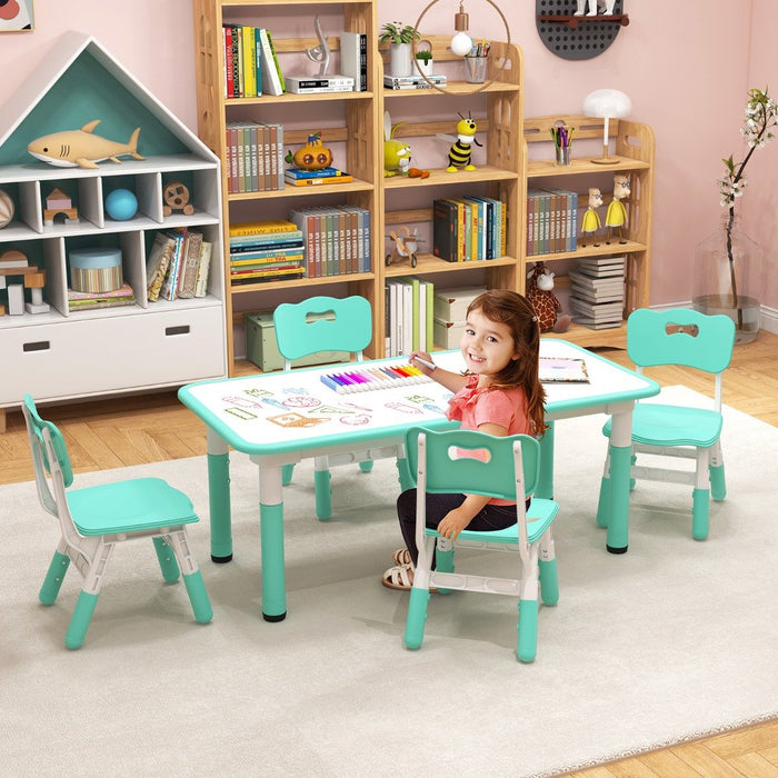 Graffiti Desktop Furniture Set - Kids Table and 4 Chairs Ideal for Home, Daycare, School - Designed for Children's Fun and Learning Activities