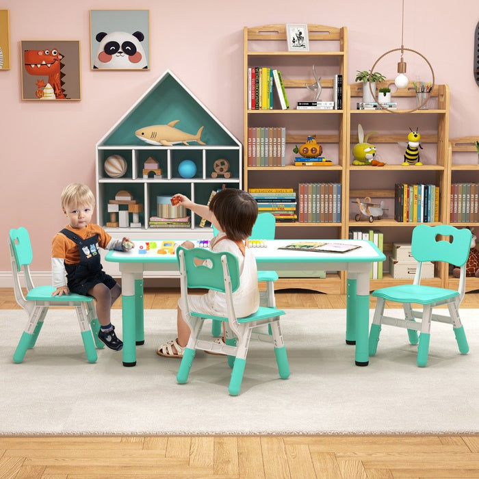 Graffiti Desktop Furniture Set - Kids Table and 4 Chairs Ideal for Home, Daycare, School - Designed for Children's Fun and Learning Activities