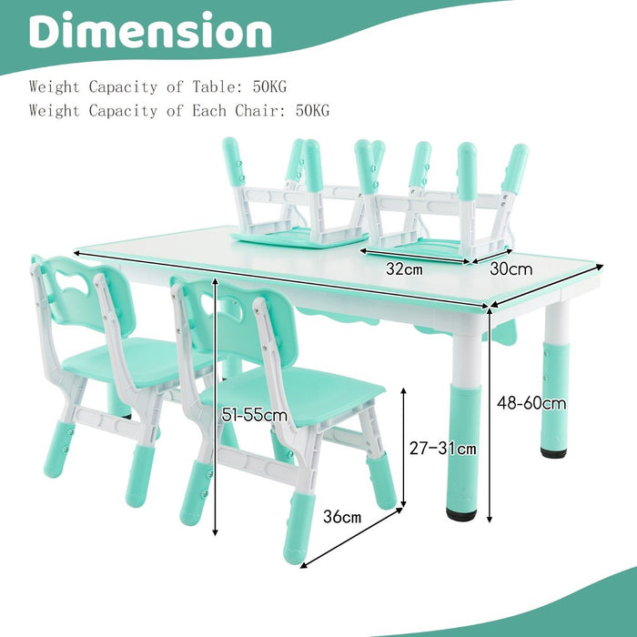 Graffiti Desktop Furniture Set - Kids Table and 4 Chairs Ideal for Home, Daycare, School - Designed for Children's Fun and Learning Activities