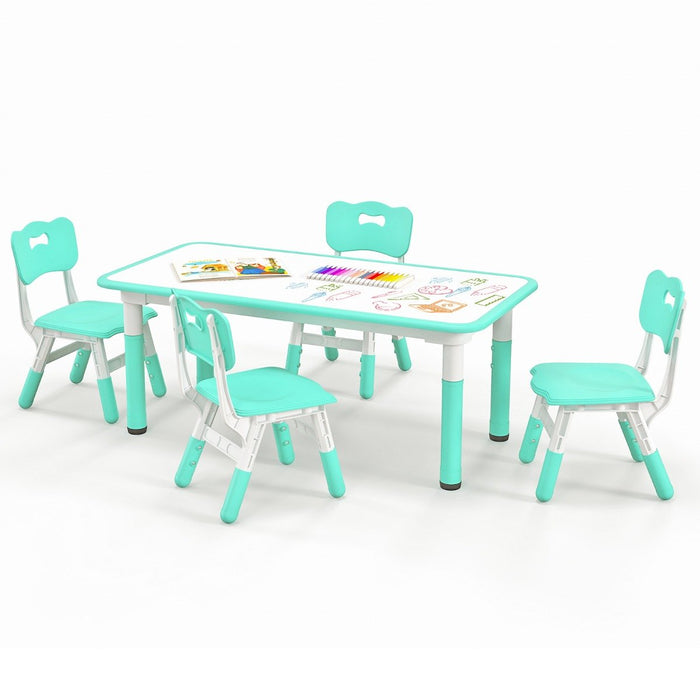 Graffiti Desktop Furniture Set - Kids Table and 4 Chairs Ideal for Home, Daycare, School - Designed for Children's Fun and Learning Activities