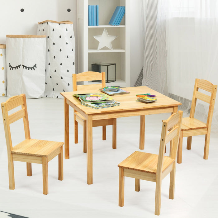 Kids Table and 4 Chairs Set for Toddlers Dining, Drawing, Reading-