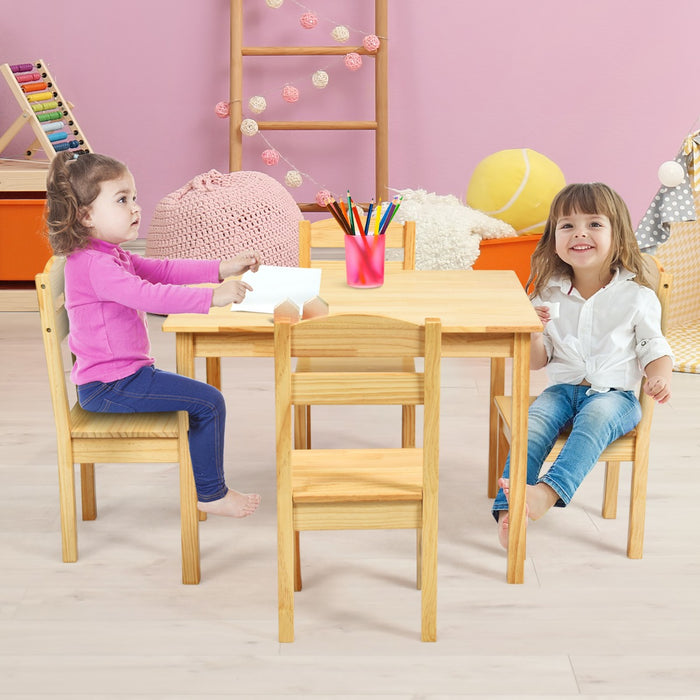 Kids Table and 4 Chairs Set for Toddlers Dining, Drawing, Reading-