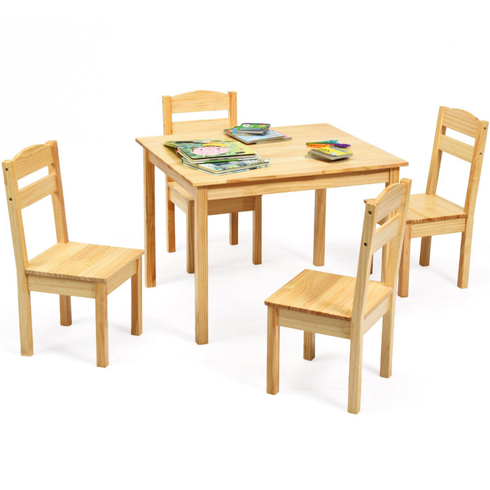 Kids Table and 4 Chairs Set for Toddlers Dining, Drawing, Reading-