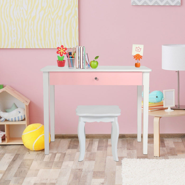 Princess Vanity Set - Children's Dressing Table and Stool, Kids Makeup Station - Perfect for Aspiring Princess' Pretend Play and Dress Up Activities