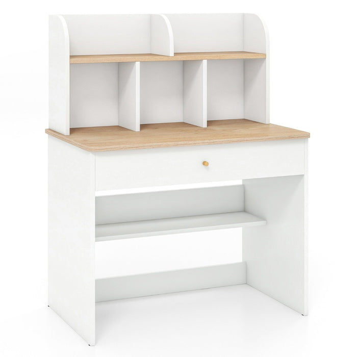Kids Wooden Study Desk with Hutch and Drawer