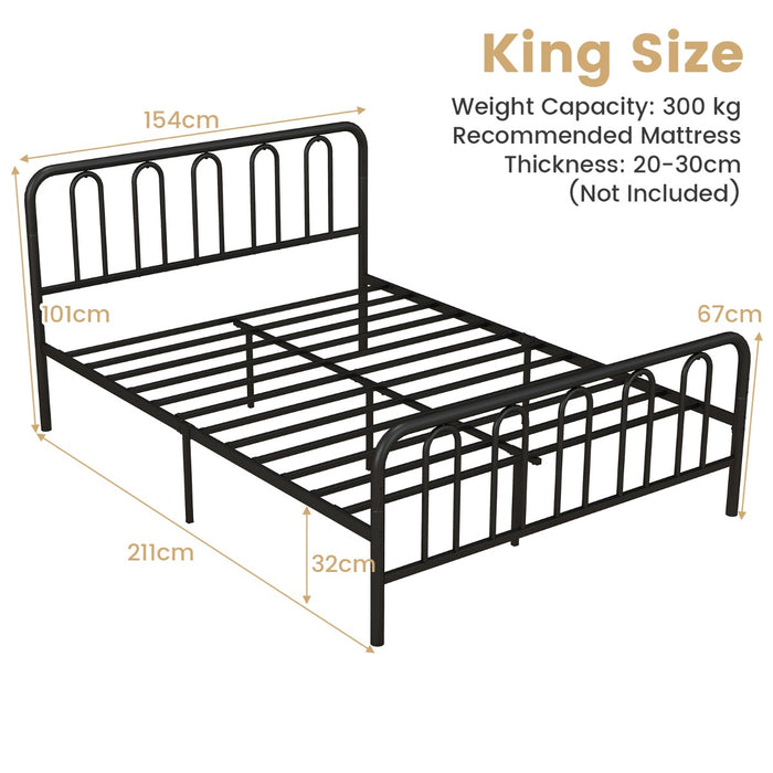 Metal Bed Frame Double/King Size - With Headboard and Footboard, Suitable for Double Size Mattresses - Ideal for Those Upgrading Their Bedroom Furniture