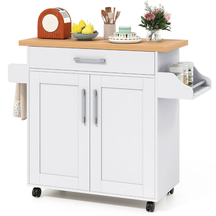 Kitchen Island Cart with Storage and Adjustable Shelf-