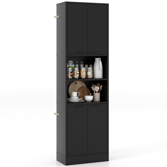 190cm Tall Freestanding Cupboard with Doors and Shelves-White