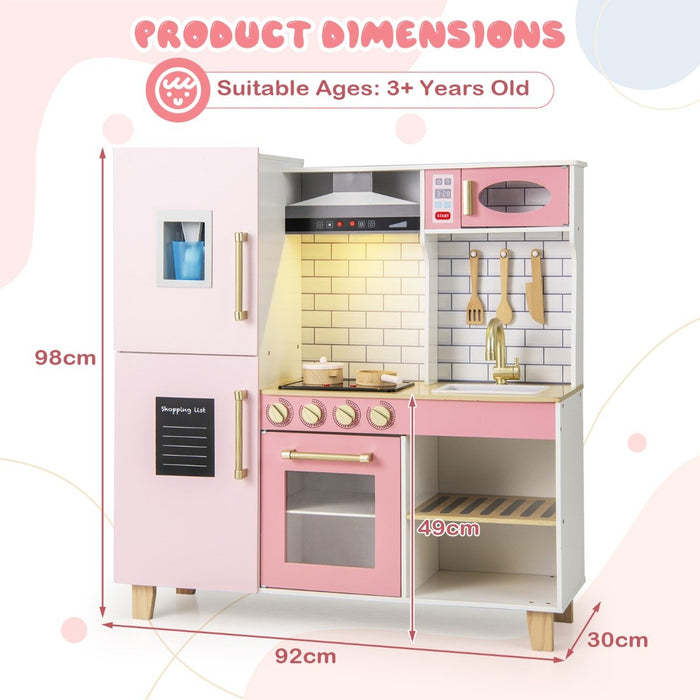 Kitchen Playset for Kids with Realistic Lights and Sounds-Pink