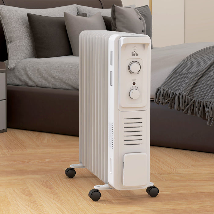 HOMCOM 2.5kW 11 Fin Oil-Filled Radiator - White