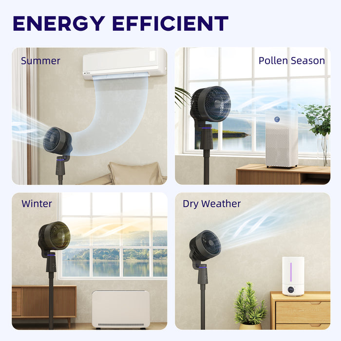 HOMCOM Pedestal Air Circulation Fan with Oscillating, Light Off, Black
