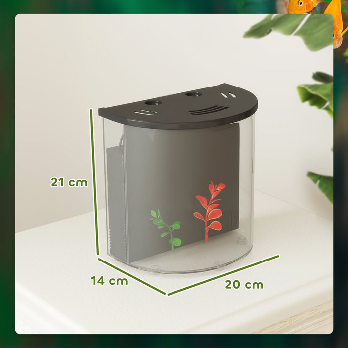 PawHut 3L Small Fish Tank with Filter System, LED Light, Small Fish Tank for Betta, Goldfish, Shrimp, Black