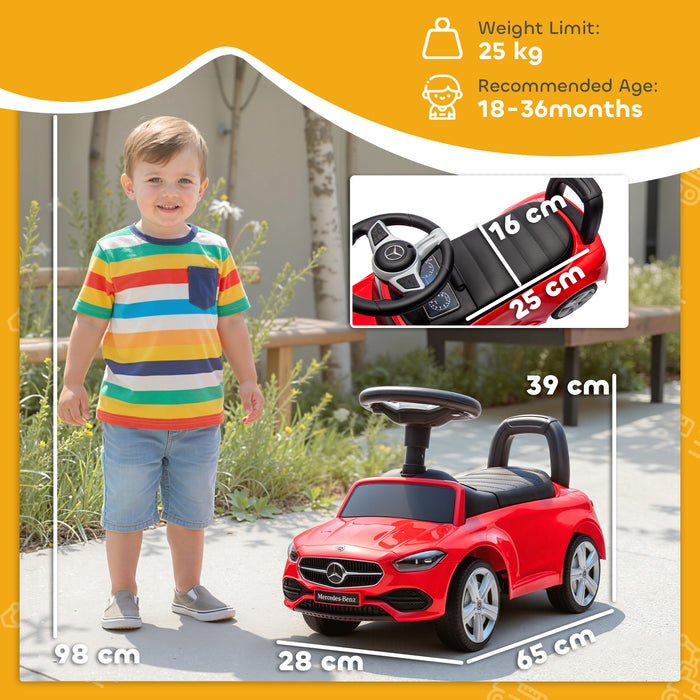 AIYAPLAY Official Mercedes-Benz Ride On Car, Foot to Floor Sliding Walker with Horn, Engine Sounds and Under-Seat Storage, Red