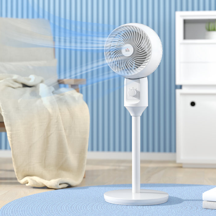 HOMCOM 9'' Air Circulator Fan 3 Speed, 70° Oscillation 90° Vertical Tilt, Carry Handle, Pedestal Fan, Pedestal Fan for Living Room, Bedroom, Office, White