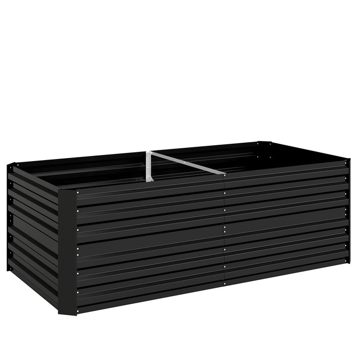 Outsunny Raised Beds for Garden, Galvanised Steel Outdoor Planters with Multi-reinforced Rods, 180 x 90 x 59 cm, Black