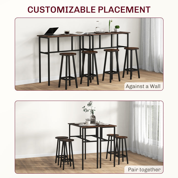 6-Piece Bar Table Set with Stools - Rustic Brown Breakfast Tables and Counter Height Chairs for Kitchen and Living Room - Ideal for Dining and Entertaining