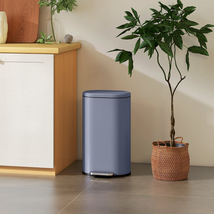 HOMCOM 30 L Modern Curved Kitchen Bin - Grey