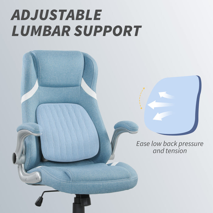 Vinsetto Linen-Look Office Chair, with Adjustable Height and Tension - Blue