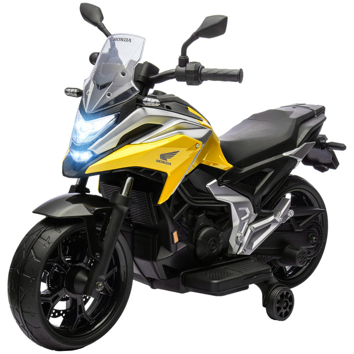 Honda Official 12V Electric Kids Motorbike - Music, Headlights, Educational Features for Learning - Perfect Ride-on Toy for 3-6 Year Olds - Vibrant Yellow
