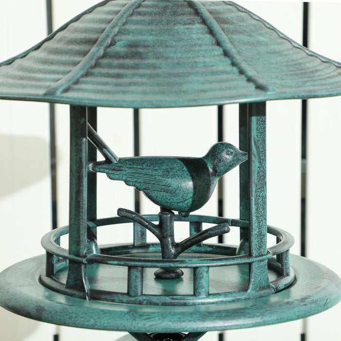 Outsunny 3-in-1 Garden Bird Bath, Freestanding Birdbath with Large Water Basin, Underneath Flower Planter, Φ50 x 113 cm, Green