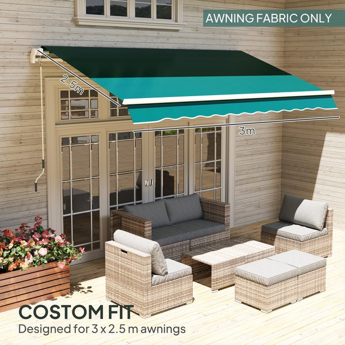 Outsunny Awning Replacement Canopy, Water Resistant UPF 50+ Sun Shade Cover for 3 x 2.5 m Garden Awning (Fabric Only), Green